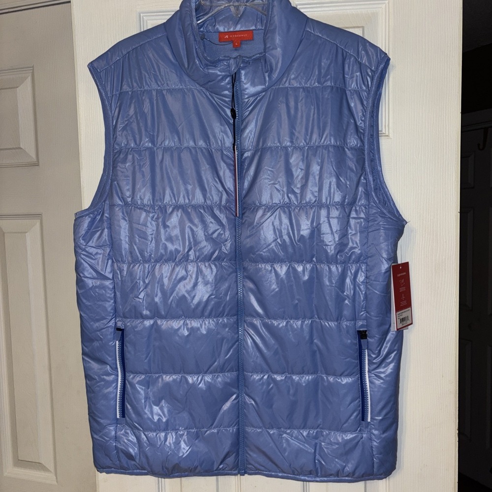 NWT $225 Redvanly Winslow Vest Men's L Packable Puffer Periwinkle Blue Zip Golf